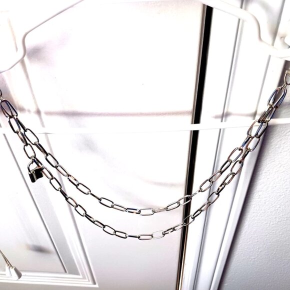 Double Layer Pants Or Wallet Silver Tone Chain 19" With Lock - Picture 8 of 9